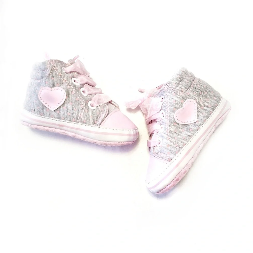 0 12mo Baby Pink Gray High Tops Sneakers Shoes